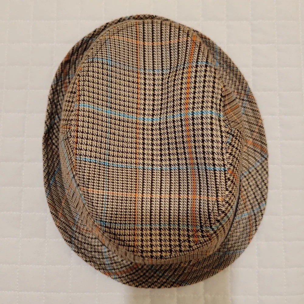 Disney Parks Mickey Mouse Brown Blue‎ Orange Houndstooth Fedora Hat Grandpacore